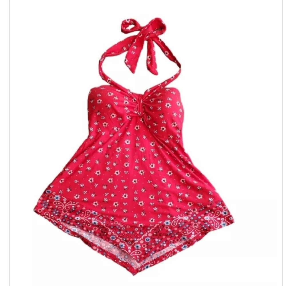 Top Red Halter Top Size 1 Extra Small XS Bandana Cowgirl Western Country Boho